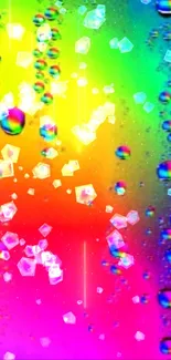 Colorful raindrop pattern mobile wallpaper with vibrant rainbow hues.