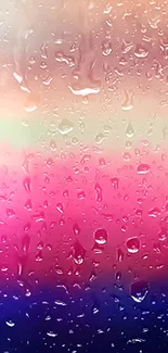 Vibrant mobile wallpaper with raindrops on pink and purple background.