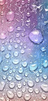 Vibrant pastel raindrop wallpaper with pink, purple, and blue hues.