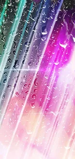 Vibrant pink and purple raindrop-effect mobile wallpaper.