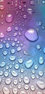 Vibrant gradient wallpaper with raindrop effect in purple, blue, and pink hues.