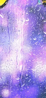 Vibrant purple raindrops on a phone wallpaper.