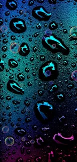 Vibrant raindrop wallpaper with blue shades on a dark background.