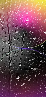 Vibrant abstract wallpaper with rain droplets on colorful circles.