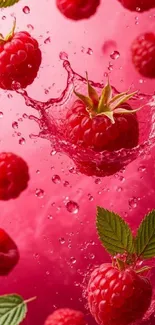 Raspberry splash on a vibrant red background.