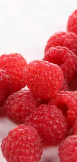 Vibrant and fresh raspberries on a white background mobile wallpaper.