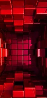 Vibrant 3D red cubes mobile wallpaper.