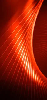 Red abstract mobile wallpaper with dynamic curves and bright lines.