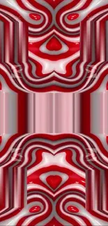 Vibrant red abstract pattern with geometric design.