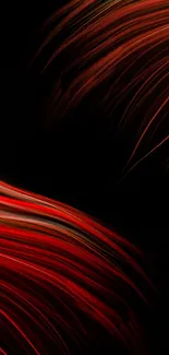 Dynamic red abstract lines on dark background.