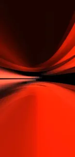 Vibrant red abstract wallpaper with dynamic curves and reflective waves.