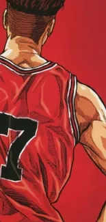 Anime basketball player in red jersey.