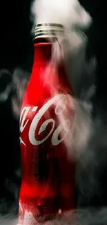 Red bottle with swirling smoke wallpaper