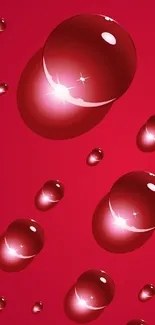 Glossy red bubbles on a vibrant red background.