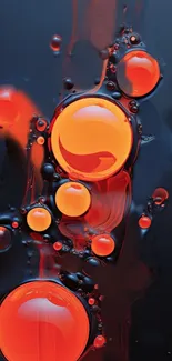 Vibrant red bubbles on a dark background, abstract design.