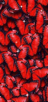 Vibrant red butterflies mobile wallpaper with a striking pattern.