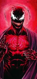 Intense red comic villain wallpaper for mobile background.