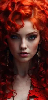 Portrait of a woman with vibrant red curls.