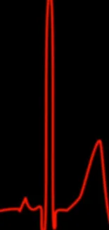 Minimalist ECG line in red on black background mobile wallpaper.