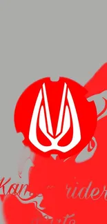 Bold red emblem on gray background mobile wallpaper.