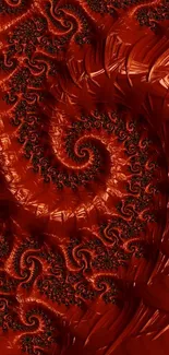 Intricate dark red fractal spiral design wallpaper for phones.