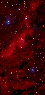 Red cosmic galaxy wallpaper with glowing stars and deep space elements.