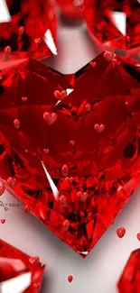 Vibrant red heart-shaped gem wallpaper for mobile phones.