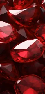 Close-up of vibrant red gemstones creating a luxurious pattern.