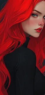 Digital portrait of a red-haired woman in vibrant colors.