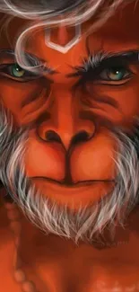 Powerful red Hanuman art wallpaper for mobile.