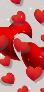 Vibrant red 3D heart wallpaper for mobile devices.