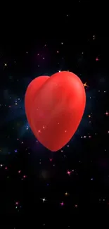 Red heart in starry night sky wallpaper.