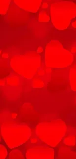 Vibrant red heart mobile wallpaper design with a romantic theme.