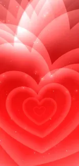 Vibrant red heart wallpaper with layered design.