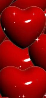 Glossy red heart mobile wallpaper background.