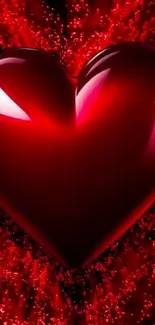 A glossy red heart with a radiant glow