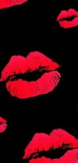 Stylish black wallpaper with vibrant red lips.