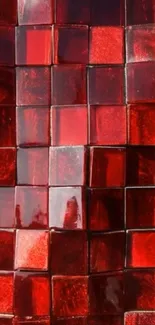 Vibrant red mosaic tile pattern wallpaper.