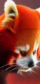 Vibrant red panda wallpaper with vivid orange fur and soft background.