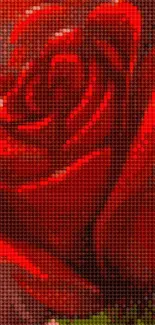 Vibrant crimson red rose digital art wallpaper for mobile.