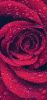 Close-up of a red rose with raindrops, perfect for mobile wallpaper.