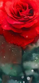 Vivid watercolor red rose with artistic flair.