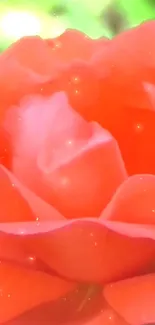 Close-up of a vibrant red rose with a soft bokeh background.