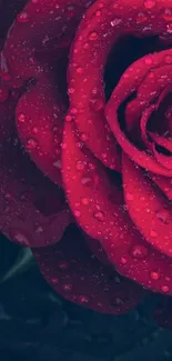 Red rose with water droplets close-up wallpaper.