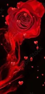 Red rose with smokey effect on a dark background.