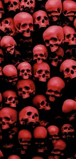 Wallpaper with red skulls on a dark background.