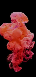 Vibrant red smoke art on a black background mobile wallpaper.