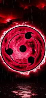 Red storm eye design wallpaper with bold energy.