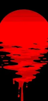 Artistic red sunset reflection on a black background wallpaper.