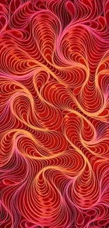 Mobile wallpaper with vibrant red swirls and an abstract design.